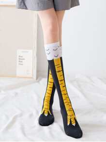 Calcetines altos con estampado de dibujos animados - Multicolor - Ver 3