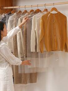 10pcs/set Plastic Clothing Cover, Clear Disposable Dust Cover For Home - Clear - View 1