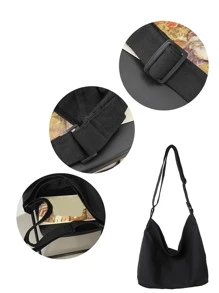 Nam Tối giản Túi Hobo , Balo Cho du lịch , Cao đẳng , Trường học Túi Sling Thể thao Cái túi Đối với Trung học phổ thông Trường đại học Học sinh Cho du lịch Cao đẳng Trường học - màu đen - Xem 4