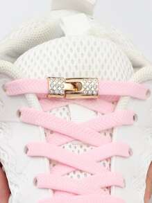 2入組無繫帶鞋帶帶水鑽裝飾鞋配件運動鞋