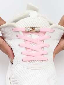 2入組無繫帶鞋帶帶水鑽裝飾鞋配件運動鞋