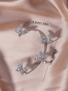 1 pièce Boucles d'oreilles à strass avec papillon brillant - Argent - Voir 4