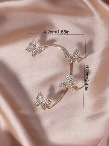 1入組水鑽蝴蝶裝飾耳夾1入組水鑽閃亮蝴蝶裝飾耳掛 - 金黃色 - 查看 6