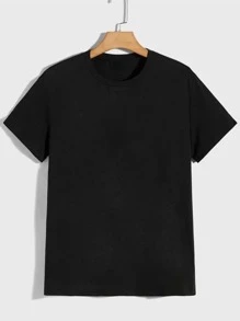Manfinity Hombres Camiseta con estampado de slogan y figura - Negro - Ver 5