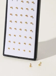 40 Cái/bộ Vòng Trang Trí Mũi Bông Thép Không Gỉ Phổ Biến Xuyên Cơ Thể Món Quà Trang Sức Dành Cho Nữ & Nam - Vàng - Xem 2