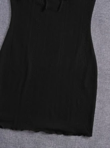SHEIN EZwear Cami Kleid mit Band vorne, Rüschen, Wellensaum - Schwarz - Übersicht 4