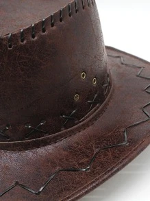 Sombrero vaquero con detalle de puntada - Café integral - Ver 6