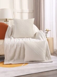 1入組超細纖維現代白色針襇裝飾抱枕套不附帶枕芯適用於沙發 - 米色 - 查看 1