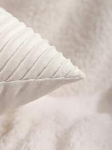 1入組超細纖維現代白色針襇裝飾抱枕套不附帶枕芯適用於沙發 - 米色 - 查看 3