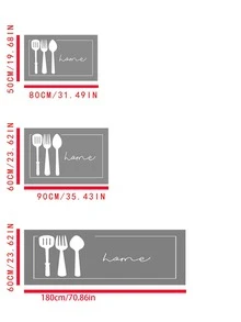 1 pièce Tapis de cuisine à motif de couverts gris, tapis de cuisine en polyester pour la cuisine - Gris - Voir 4