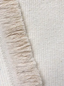 1PC Họa Tiết Hình Học Tua Rua Trang Trí Thảm, Thảm Polyester Hiện Đại Cho Gia Đình - Đen và trắng - Xem 3