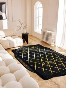 1 pieza Alfombra con estampado de cuadros moderno poliéster para - Multicolor - Ver 1