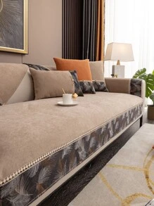 1入組條滌綸沙發巾輕奢羽毛刺繡沙發套客廳毛毯 - 棕色 - 查看 1