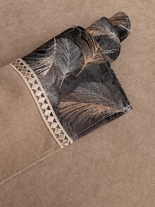 1入組條滌綸沙發巾輕奢羽毛刺繡沙發套客廳毛毯 - 棕色 - 查看 2