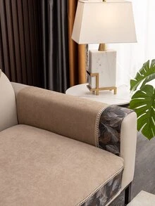 1入組條滌綸沙發巾輕奢羽毛刺繡沙發套客廳毛毯 - 棕色 - 查看 4