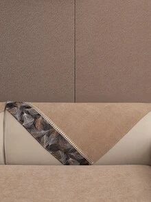 1入組條滌綸沙發巾輕奢羽毛刺繡沙發套客廳毛毯 - 棕色 - 查看 5