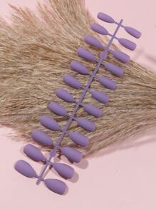 24 chiếc Móng tay giả dài đế chắc chắn & 1 dũa móng tay & 1 tờ băng dính - Bụi tím - Xem 5