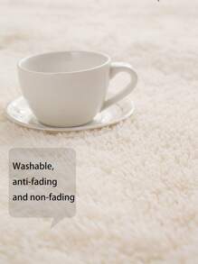 1入組白色家用地毯滌綸蓬鬆地板地毯 - 米色 - 查看 6