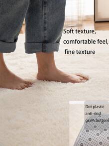 1入組白色家用地毯滌綸蓬鬆地板地毯 - 米色 - 查看 4