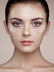 1 hoja Pegatina tatuaje facial con diamante de imitación - Multicolor - Ver 2