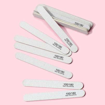 NailSunshine Bộ 20 cái/bộ 100/180 dũa móng tay hai mặt, dũa móng tay có thể giặt được, dụng cụ đánh bóng móng tay có thể tái sử dụng, dụng cụ làm móng cho móng tự nhiên, móng acrylic, sử dụng tại nhà và tiệm
