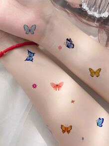 Tattoo Sticker Kits,4 sheets Butterfly Pattern Temporary Tattoos For Children,Tattoo Stickers Adults,Realistic Tattoo Floral, Butterfly ,For Women and Girls - Multicolor - View 2