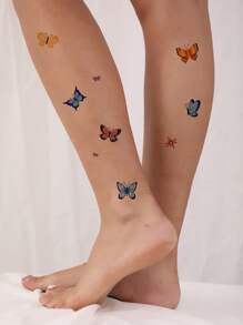 Tattoo Sticker Kits,4 sheets Butterfly Pattern Temporary Tattoos For Children,Tattoo Stickers Adults,Realistic Tattoo Floral, Butterfly ,For Women and Girls - Multicolor - View 3