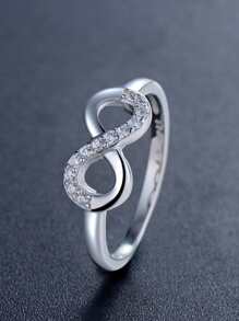 Cubic Zirconia Infinity Symbol Decor Silver Wedding Band For Women Bridal Wedding Fine Jewelry - Silver - View 4