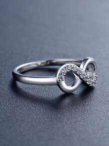 Cubic Zirconia Infinity Symbol Decor Silver Wedding Band For Women Bridal Wedding Fine Jewelry - Silver - View 5