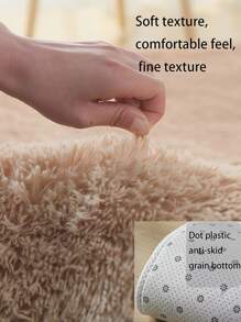 1pc Camel Plush Rug, Minimalist Polyester Floor Carpet For Living Room, Bedroom - Camel - View 5