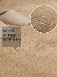 1pc Camel Plush Rug, Minimalist Polyester Floor Carpet For Living Room, Bedroom - Camel - View 6