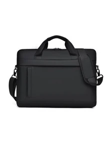 Men Minimalist Large Capacity Laptop Handbag Briefcase, Gift For Father - Black - View 1