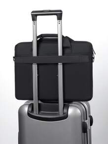 Men Minimalist Large Capacity Laptop Handbag Briefcase, Gift For Father - Black - View 2