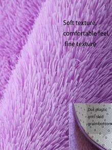1pc Purple Fuzzy Rug, Simple Polyester Plush Floor Mat For Living Room And Bedroom - Purple - View 8