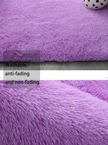 1pc Purple Fuzzy Rug, Simple Polyester Plush Floor Mat For Living Room And Bedroom - Purple - View 7