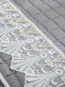 1pc Flower Embroidered Sofa Towel, Modern Polyester Sofa Cover Blanket For Home - Grey - View 6