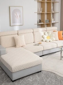 1入組米色沙發座墊套現代滌綸防滑彈力沙發靠墊套適合家用 - 白色 - 查看 5