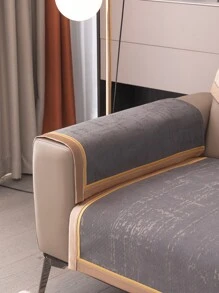 1入組撞色滾邊沙發現代滌綸沙發套毯子 - 灰色 - 查看 5