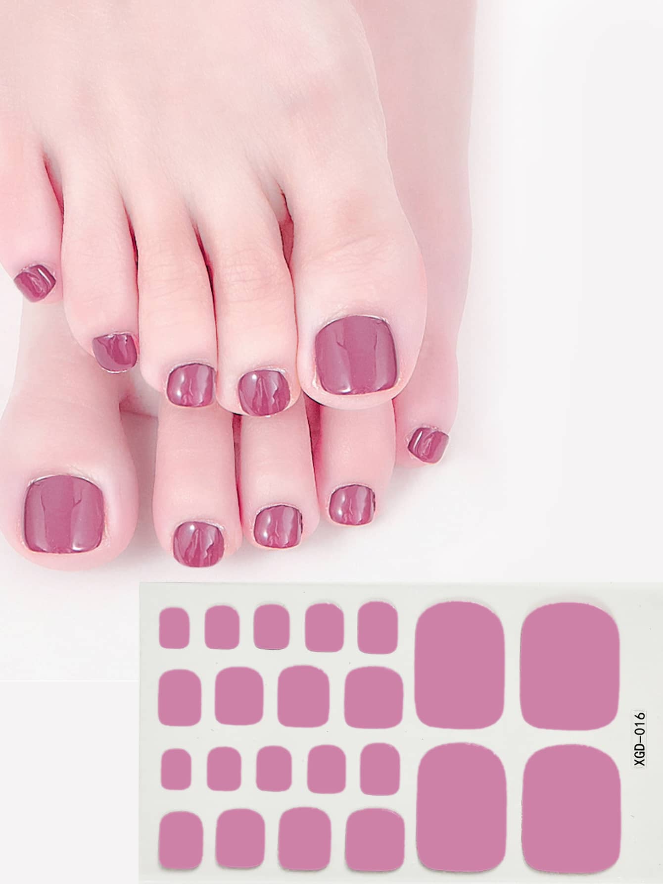 趾甲指甲油貼紙，指甲油條紋貼紙，全包覆自粘趾甲貼片，女性全覆式趾甲貼片，女孩DIY美甲藝術指甲貼紙 - 粉色 - 查看 1