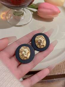 Pendientes de tachuela de dos tonos redondo - Multicolor - Ver 2