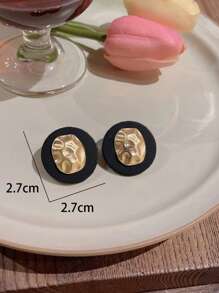 Pendientes de tachuela de dos tonos redondo - Multicolor - Ver 3