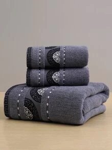 QIBHI 1条缎边纯色毛巾，柔软吸水，可作面巾、手巾、浴巾，适用于浴室、游泳池、健身房等场所，不同尺寸单独出售。请选择您需要的尺寸。家居浴室装饰，返校季，美容院适用，家用浴室浴巾，适用于美容院、酒店、运动场所，家居必备，毛巾，护肤浴巾 - 深灰色 - 查看 1