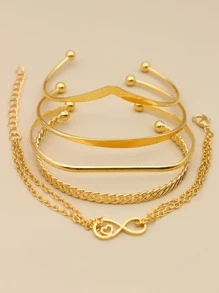 Set de 5 pulseras doradas con diseño de corazón e infinito para hombres y mujeres - Ver 3
