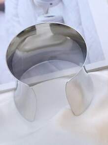 極簡開口手鐲 - 銀色 - 查看 2