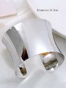 極簡開口手鐲 - 銀色 - 查看 3