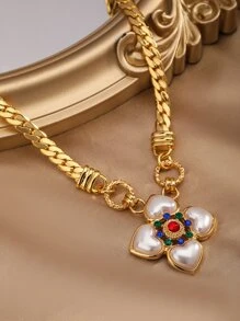 Đồ trang trí Ngọc Trai giả Đồ trang trí hoa Dây chuyền - Vàng - Xem 1