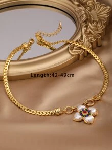 Đồ trang trí Ngọc Trai giả Đồ trang trí hoa Dây chuyền - Vàng - Xem 3