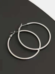 Minimalist Hoop Earrings - Silver - View 3