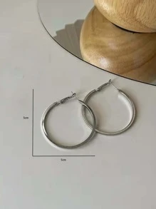 Minimalist Hoop Earrings - Silver - View 4