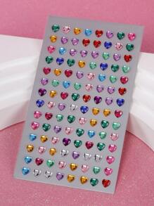 1pc Multicolor 3d Heart Shaped Rhinestone Sticker For Diy Music Festival, Y2k Party Eye And Face Makeup Decoration - Multicolor - View 1